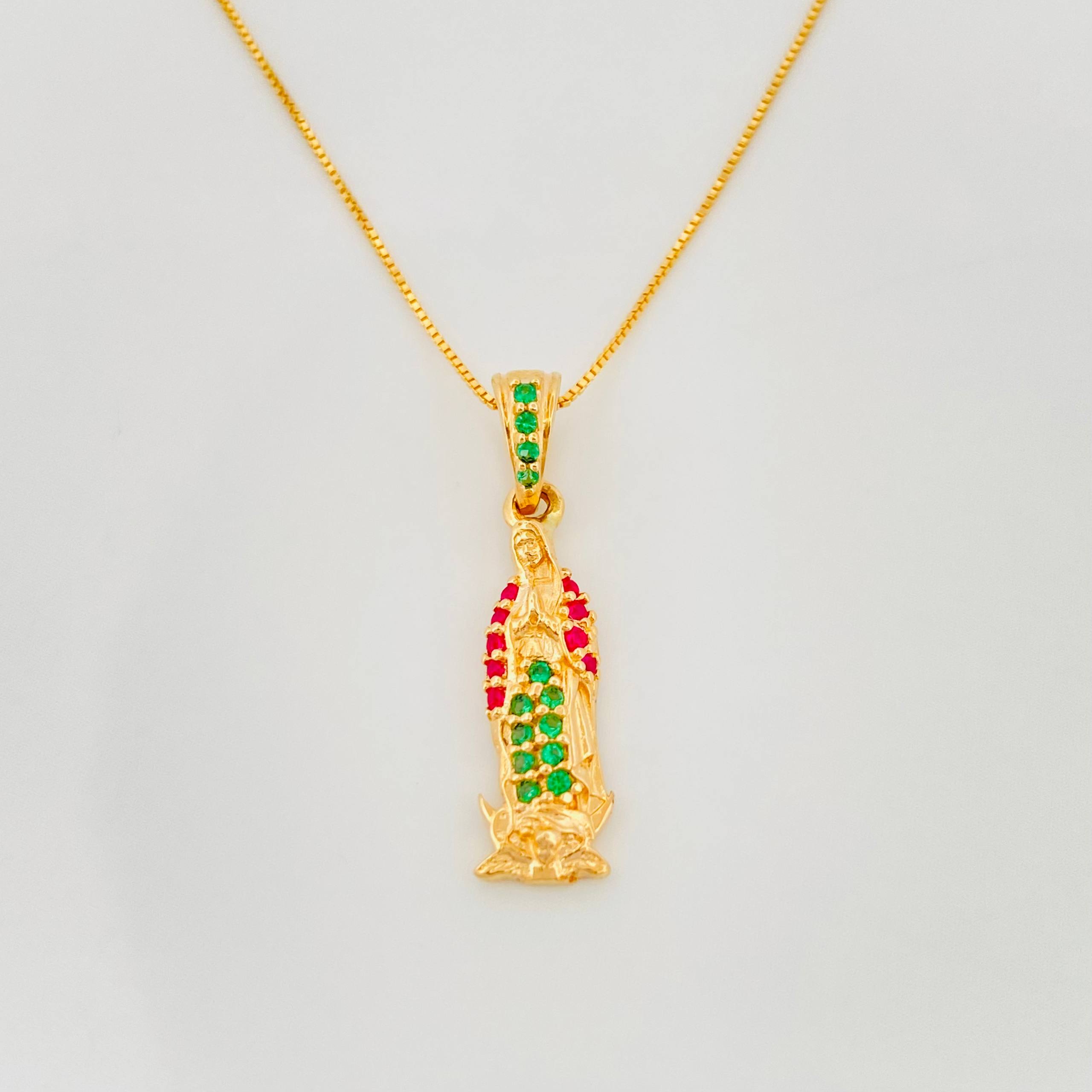Set Cadena Veneciana + Dije Virgen Guadalupe / 2.4g / 20 in Oro Amarillo 18K