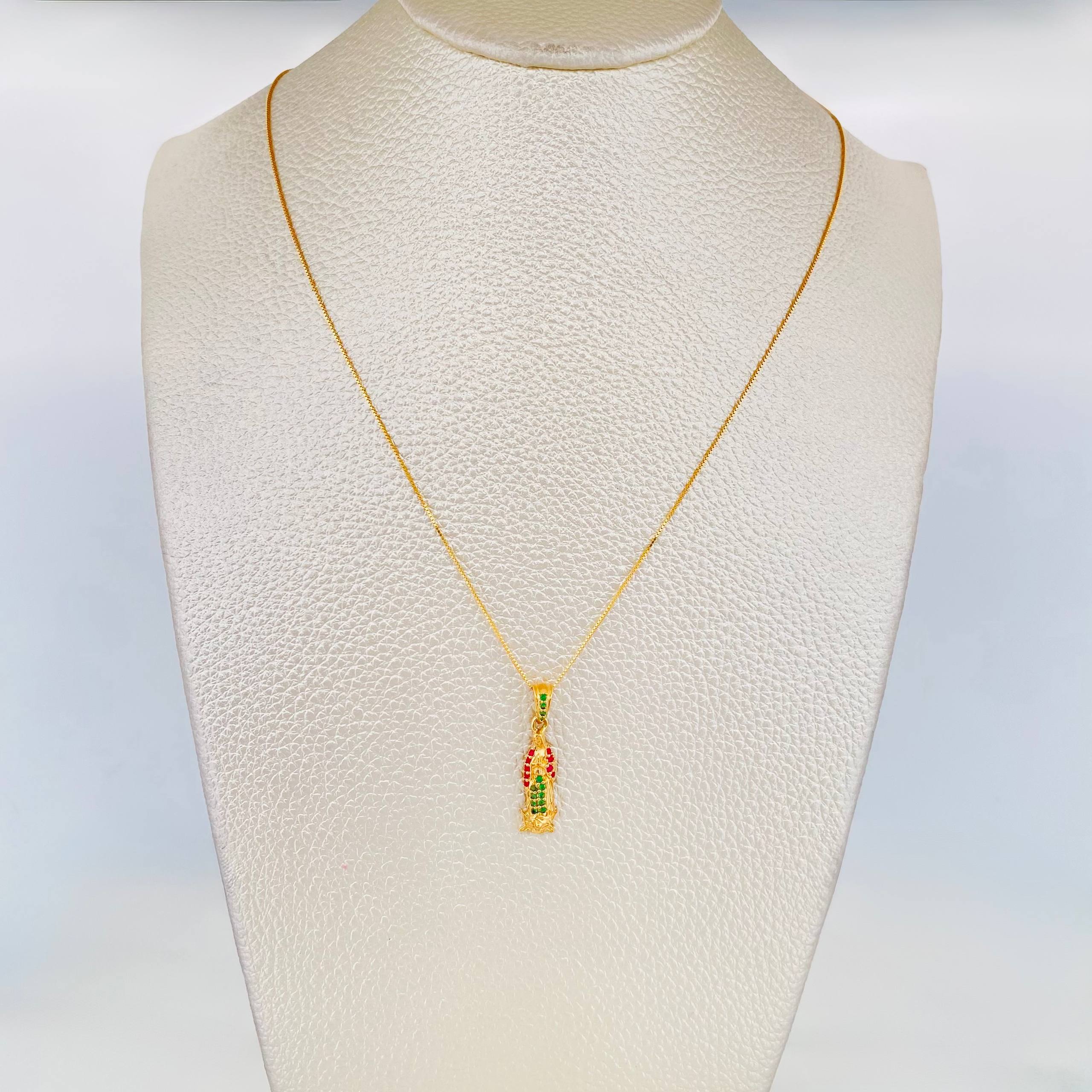 Set Cadena Veneciana + Dije Virgen Guadalupe / 2.4g / 20 in Oro Amarillo 18K