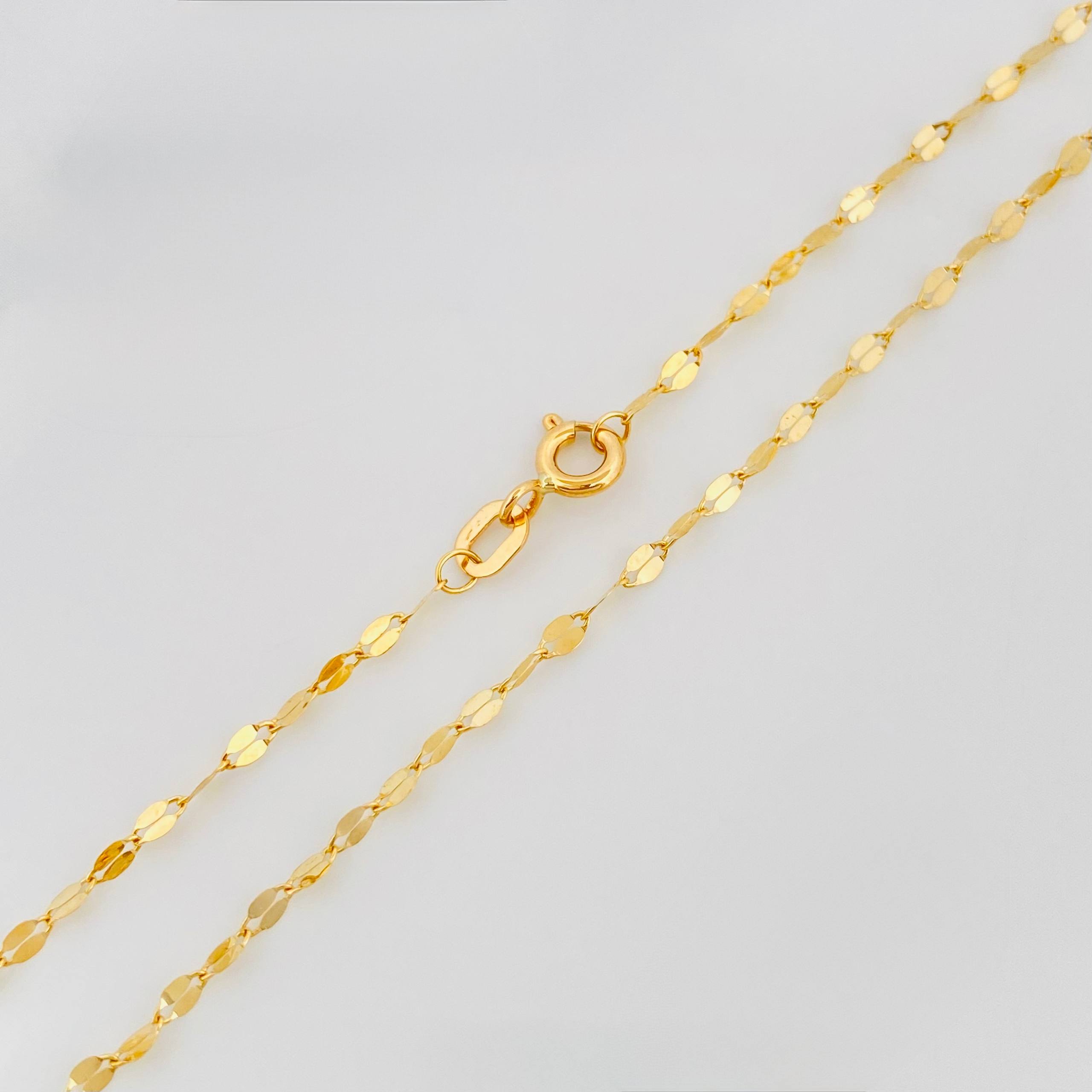 Set Cadena Flor Espejo + Dije Lagrima Halo / 2.3g / 20 in Oro Amarillo 18K