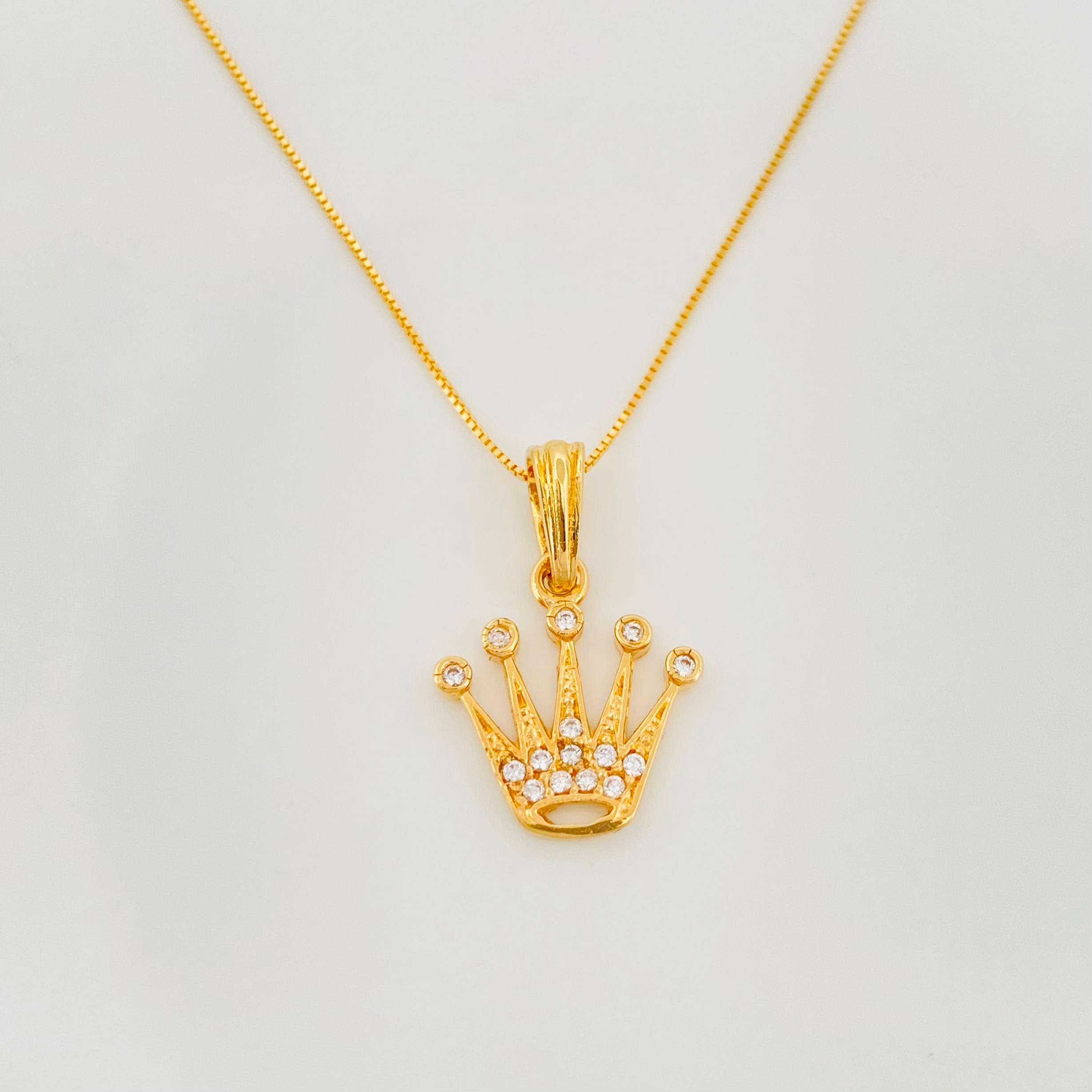 Set Cadena Veneciana + Dije Corona / 2.25g / 20 in Oro Amarillo 18K