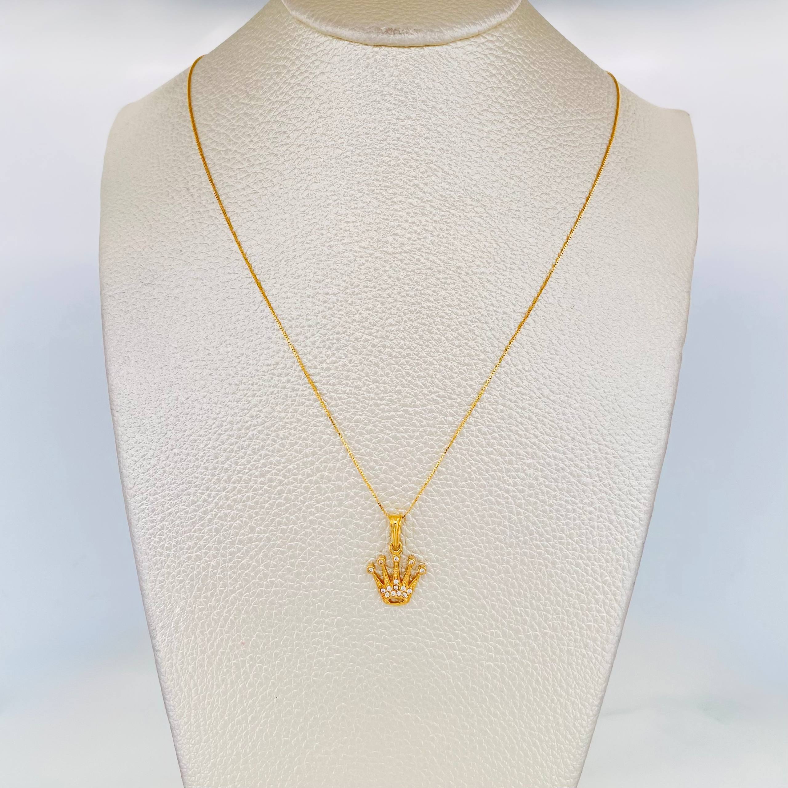 Set Cadena Veneciana + Dije Corona / 2.25g / 20 in Oro Amarillo 18K
