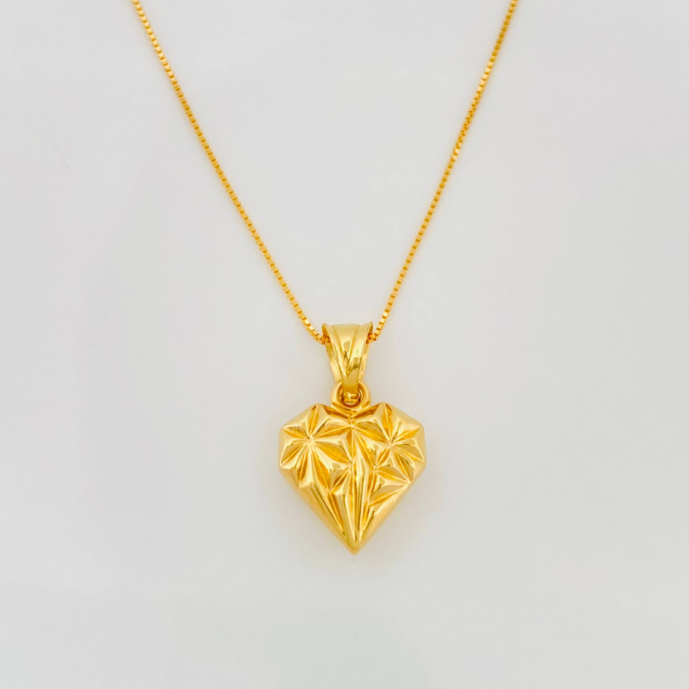 Venetian Chain + Heart Pendant / 1.85g / 20 in 18K Yellow Gold