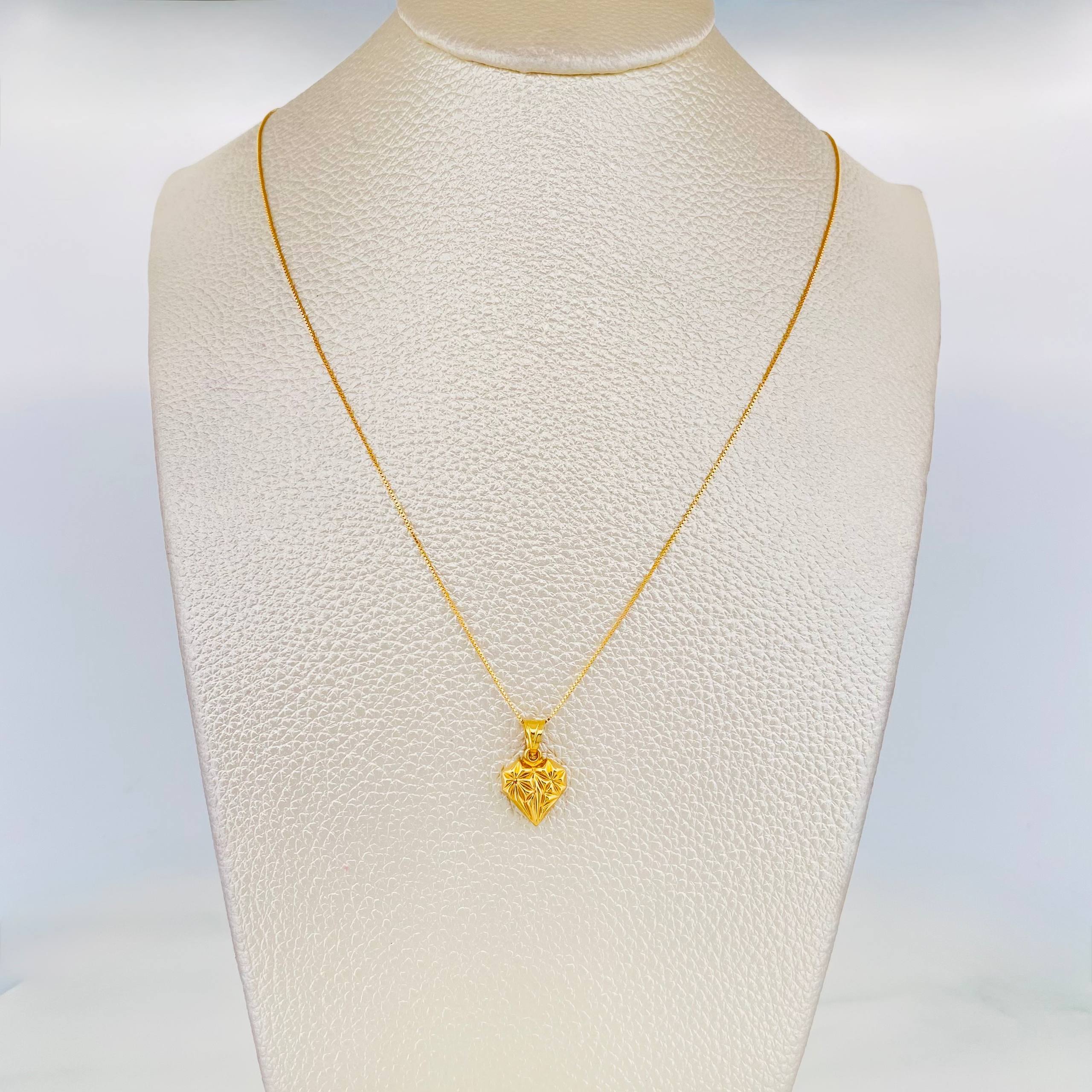 Venetian Chain + Heart Pendant / 1.85g / 20 in 18K Yellow Gold