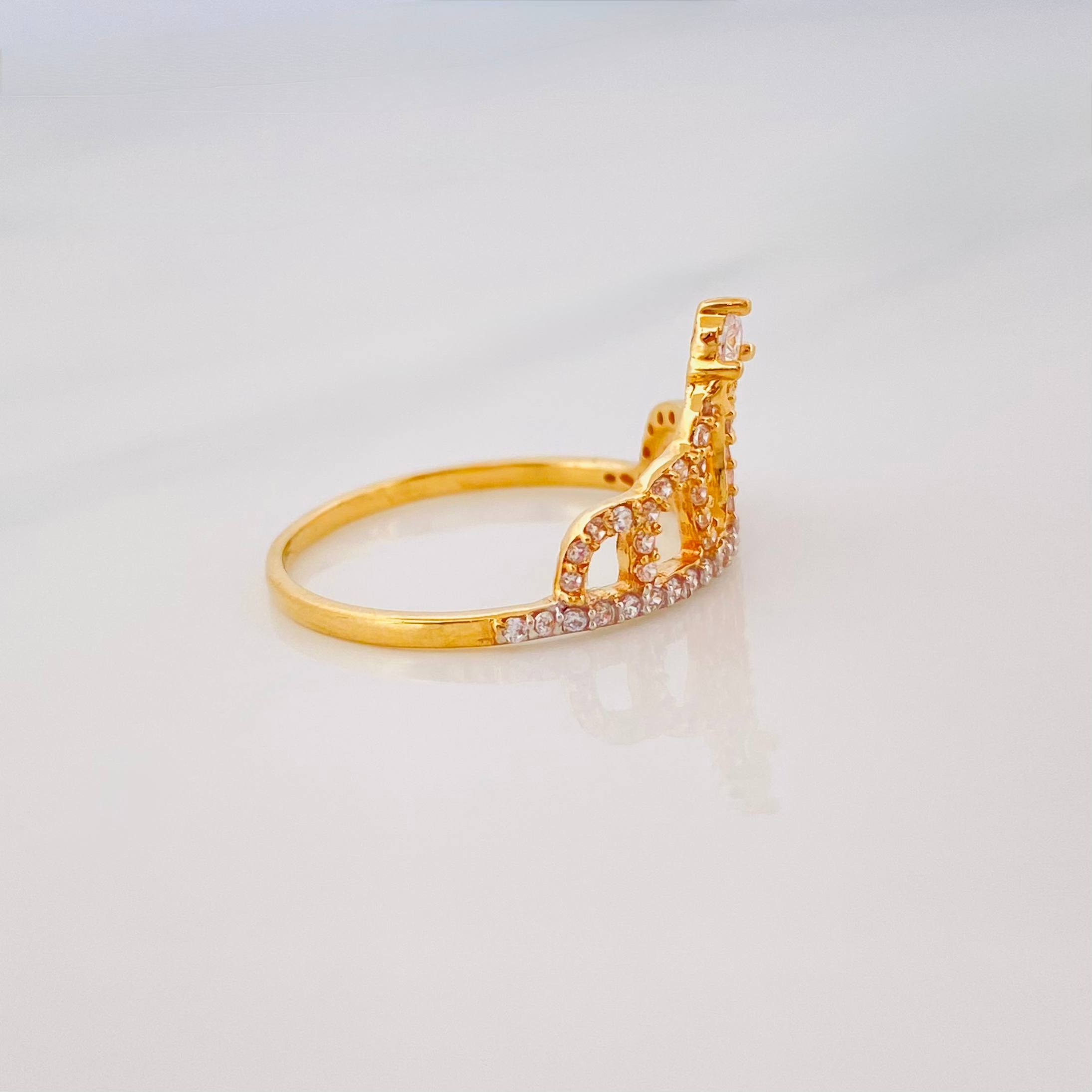 Anillo Corona 1.95g / T7 Dos Oros Amarillo Blanco 18K
