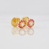 Stud Earrings Halo Circle 0.65g / in / 4.54mm Yellow Gold 18K