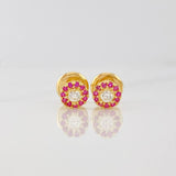 Stud Earrings Halo Circle 0.65g / in / 4.54mm Yellow Gold 18K