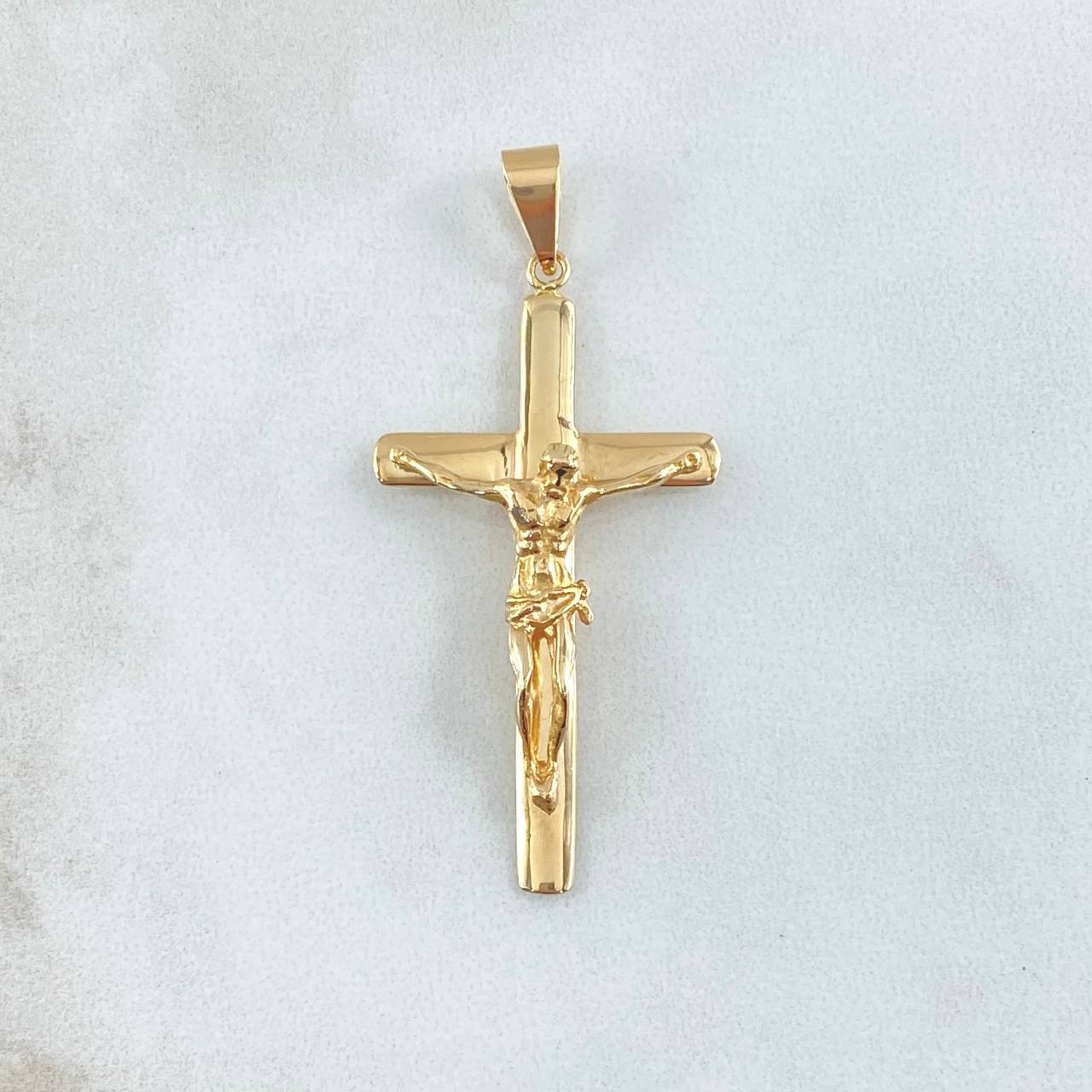 Dije Crúz Cristo 4.8gr / 5cm / Puntas Bordeadas Oro Amarillo 18K ©