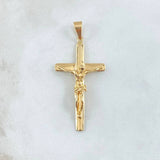 Dije Crúz Cristo 4.8gr / 5cm / Puntas Bordeadas Oro Amarillo 18K ©