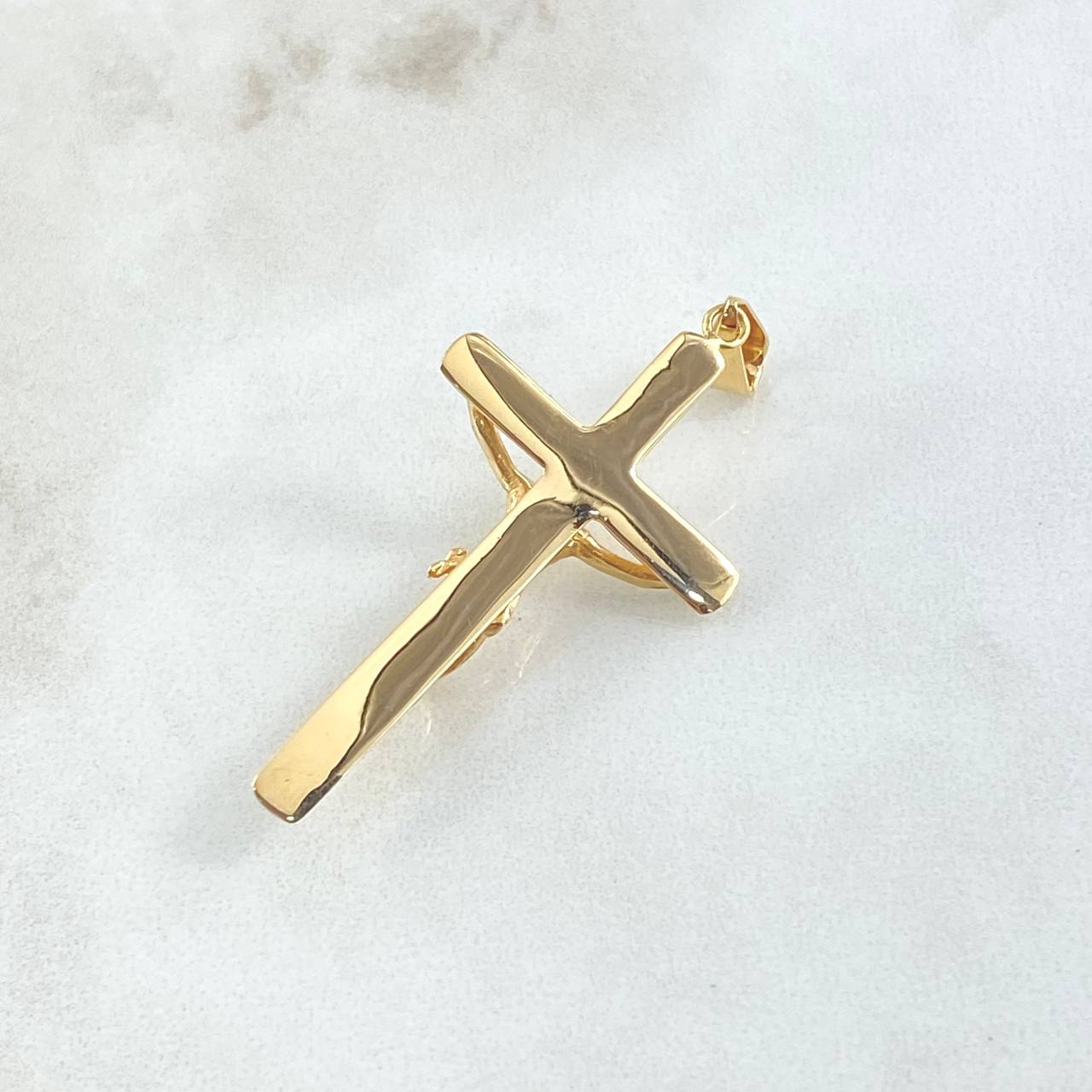 Dije Crúz Cristo 4.8gr / 5cm / Puntas Bordeadas Oro Amarillo 18K ©