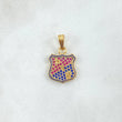 Dije Escudo Independiente Medellin 2gr / 2.2cm / Circones Fuscias Azules Oro Amarillo 18K ©