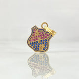 Dije Escudo Independiente Medellin 2gr / 2.2cm / Circones Fuscias Azules Oro Amarillo 18K ©