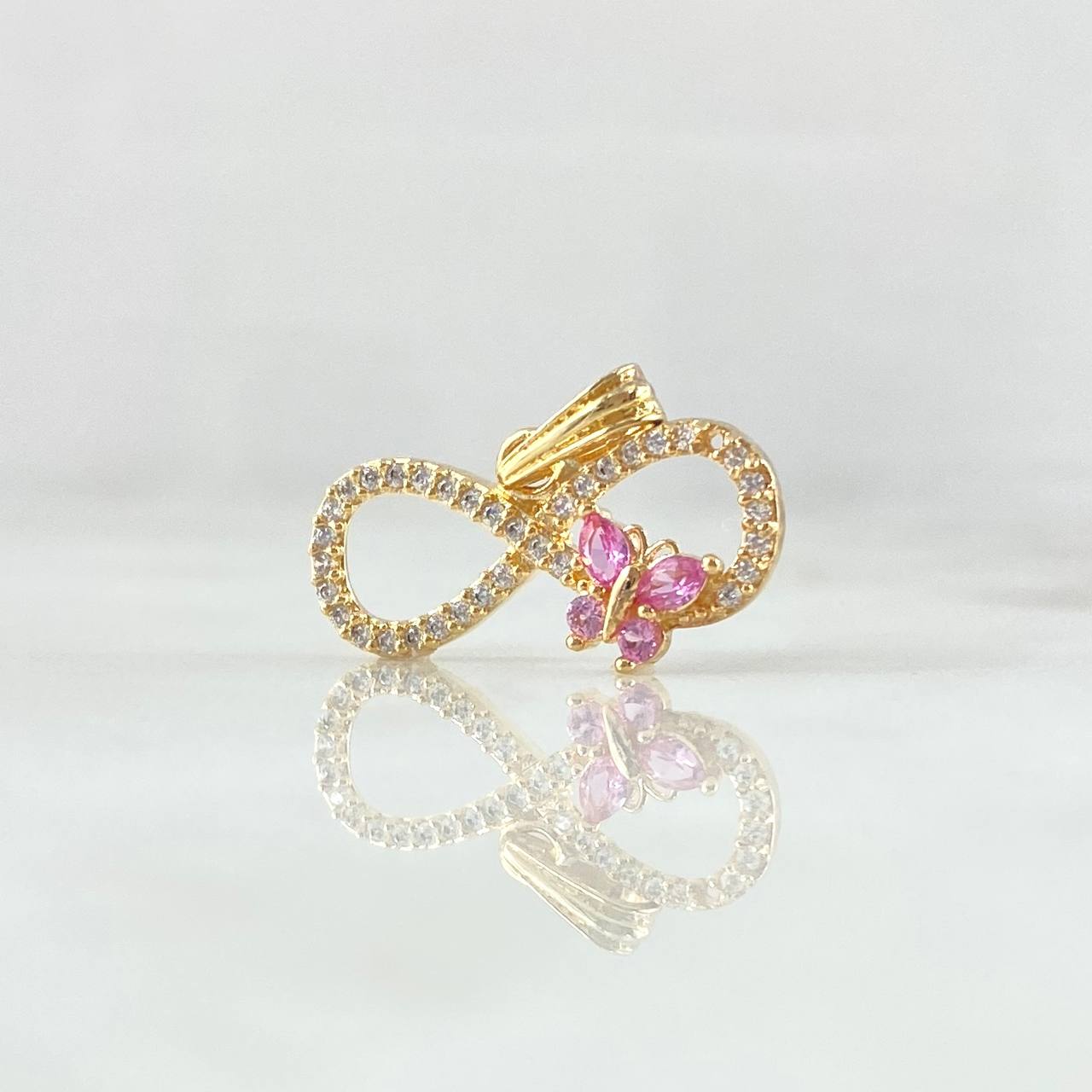 Pendant Infinite Thick Butterfly 1.7gr / 1.5cm / White Zircons Lilac Yellow Gold 18K ©