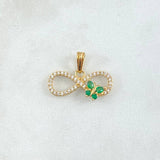 Pendant Infinite Thick Butterfly 1.55gr / 1.5cm / White Green Zircons Yellow Gold 18K ©