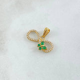 Pendant Infinite Thick Butterfly 1.55gr / 1.5cm / White Green Zircons Yellow Gold 18K ©