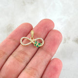 Pendant Infinite Thick Butterfly 1.55gr / 1.5cm / White Green Zircons Yellow Gold 18K ©