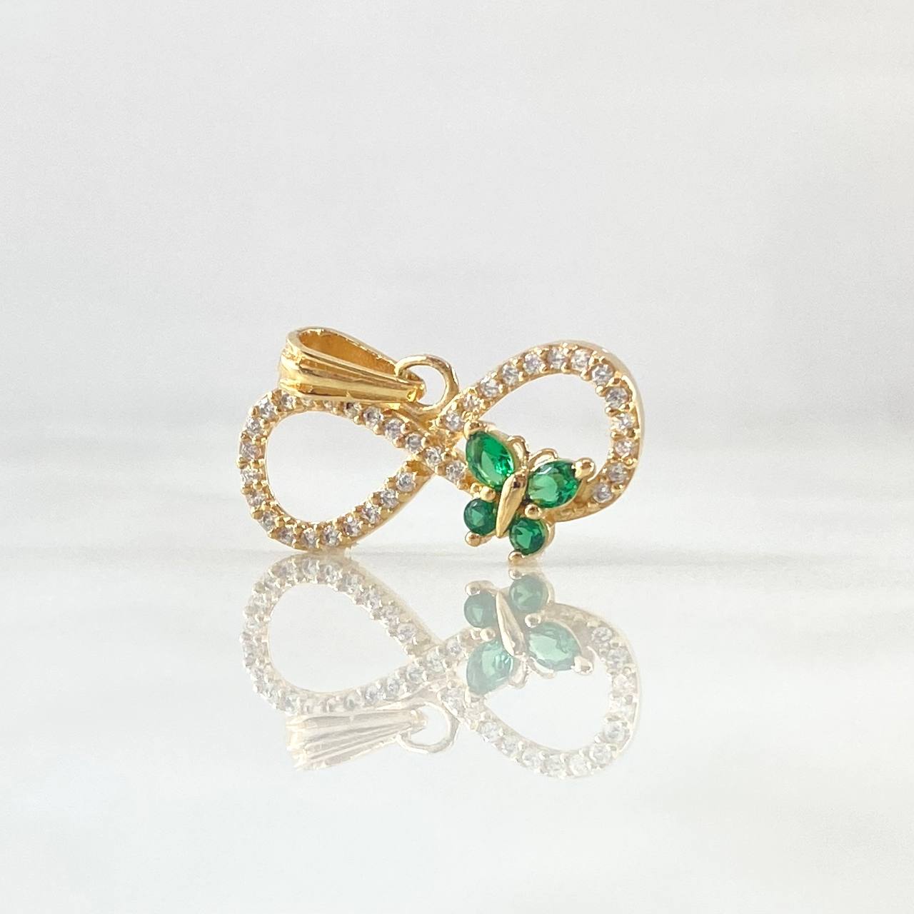 Pendant Infinite Thick Butterfly 1.55gr / 1.5cm / White Green Zircons Yellow Gold 18K ©