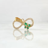 Pendant Infinite Thick Butterfly 1.55gr / 1.5cm / White Green Zircons Yellow Gold 18K ©
