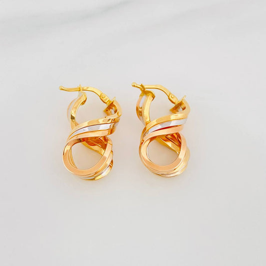 Hoop Earrings Carrucel 3.55g / 3/4 in Three Golds 18K