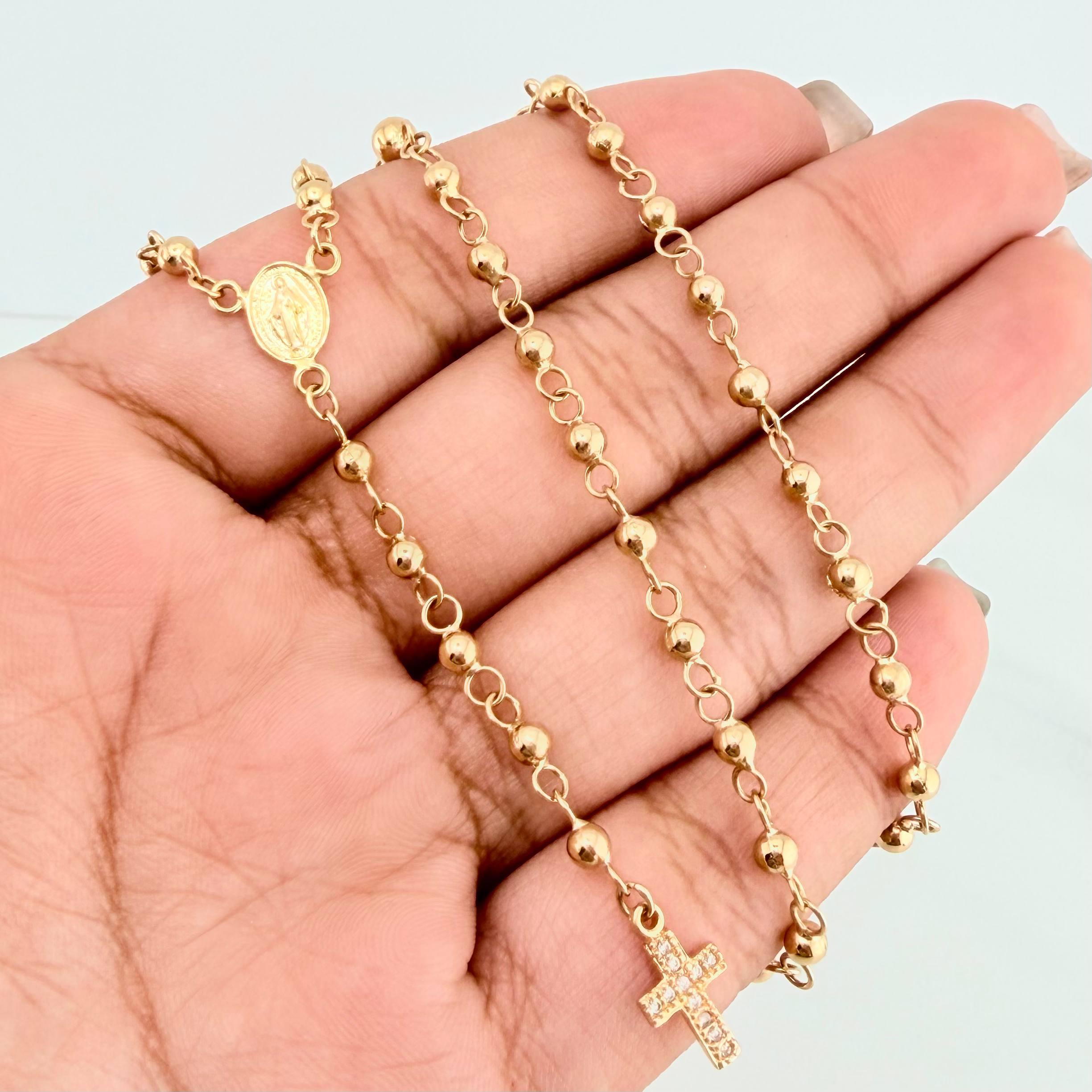 Miraculous Virgin Rosary 6.45 g / 18 1/4 in / 4mm-3 mm 18K Yellow Gold