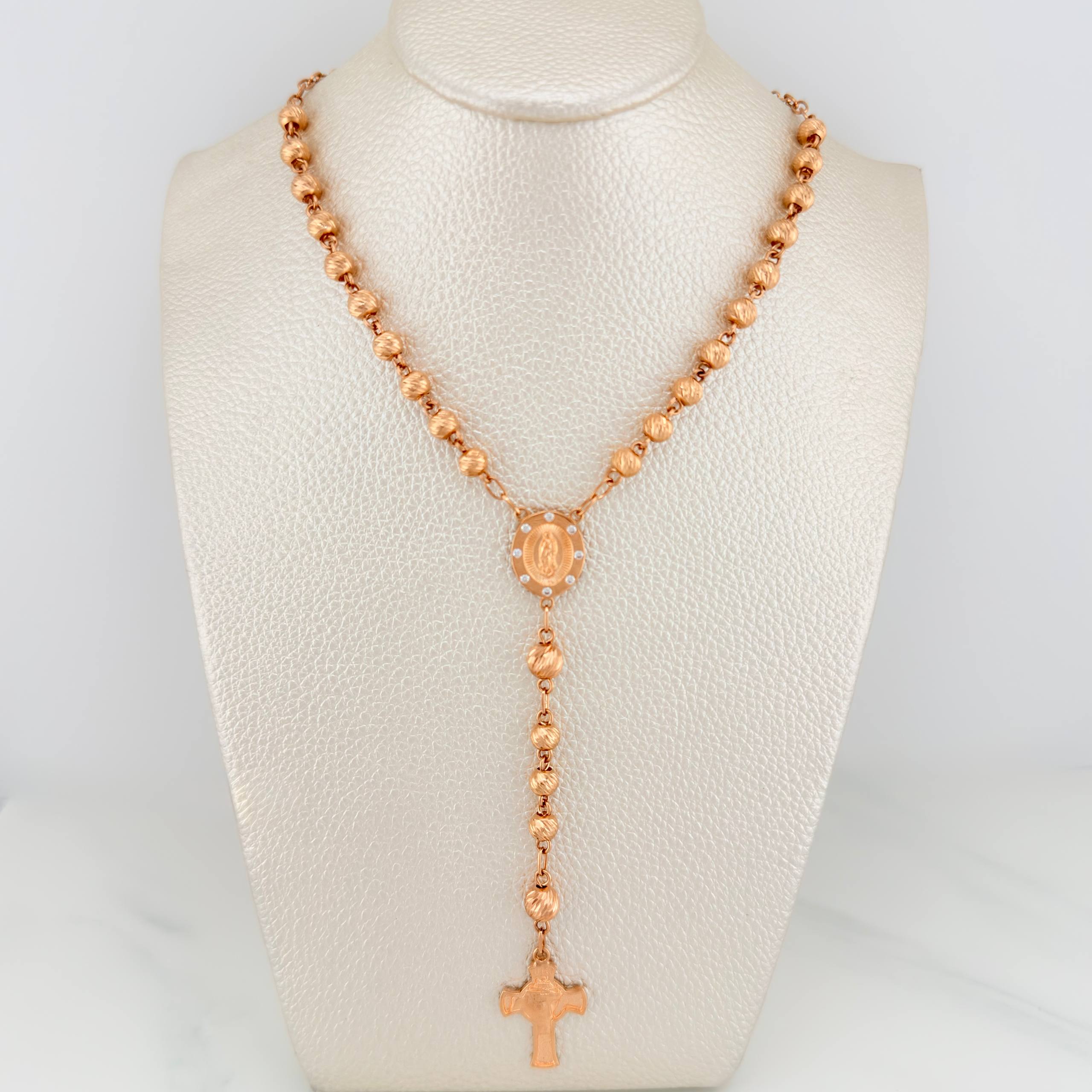 Guadalupe Virgin Rosary 17.35 g / 15 3/4 in / 6mm-5 mm 18K Rose Gold