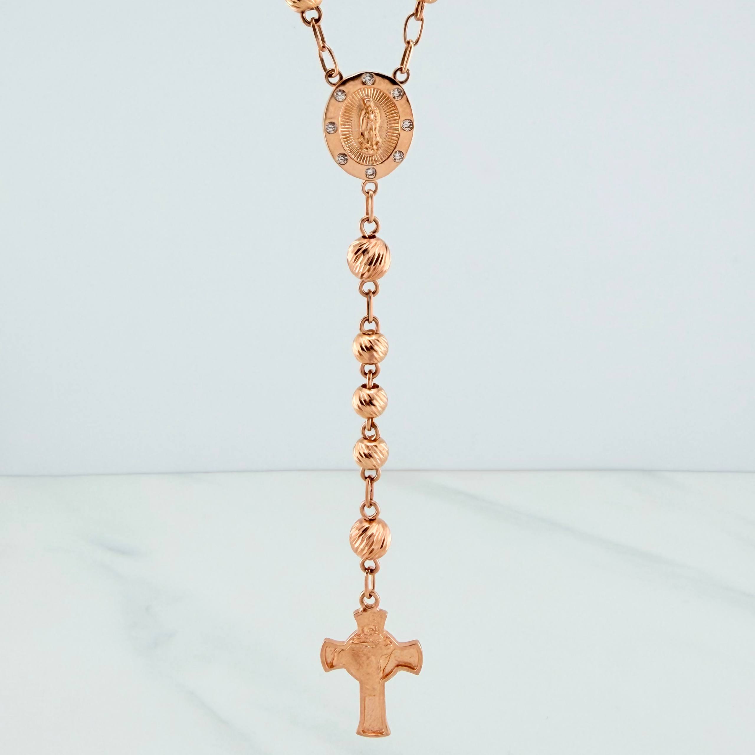 Guadalupe Virgin Rosary 17.35 g / 15 3/4 in / 6mm-5 mm 18K Rose Gold