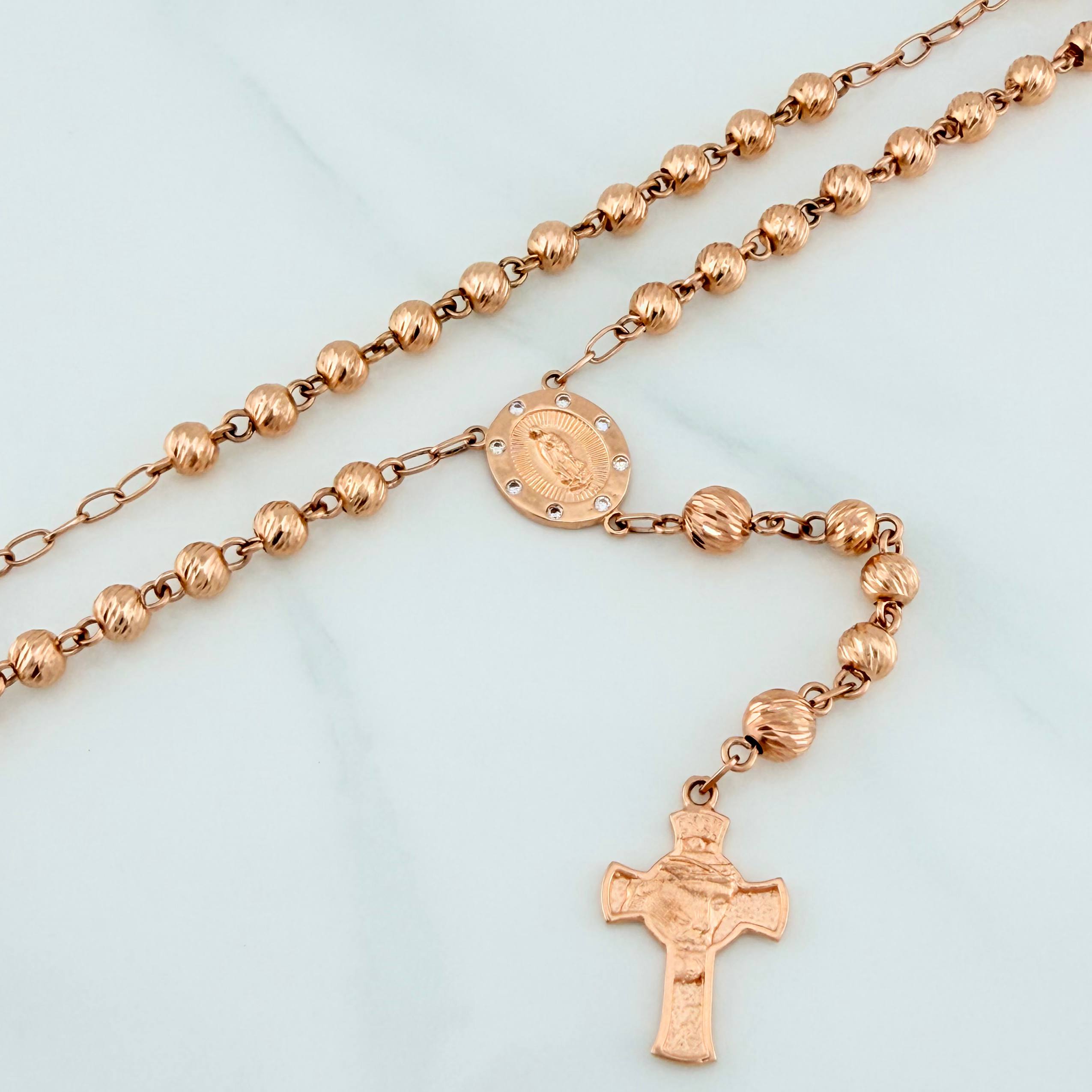 Guadalupe Virgin Rosary 17.35 g / 15 3/4 in / 6mm-5 mm 18K Rose Gold