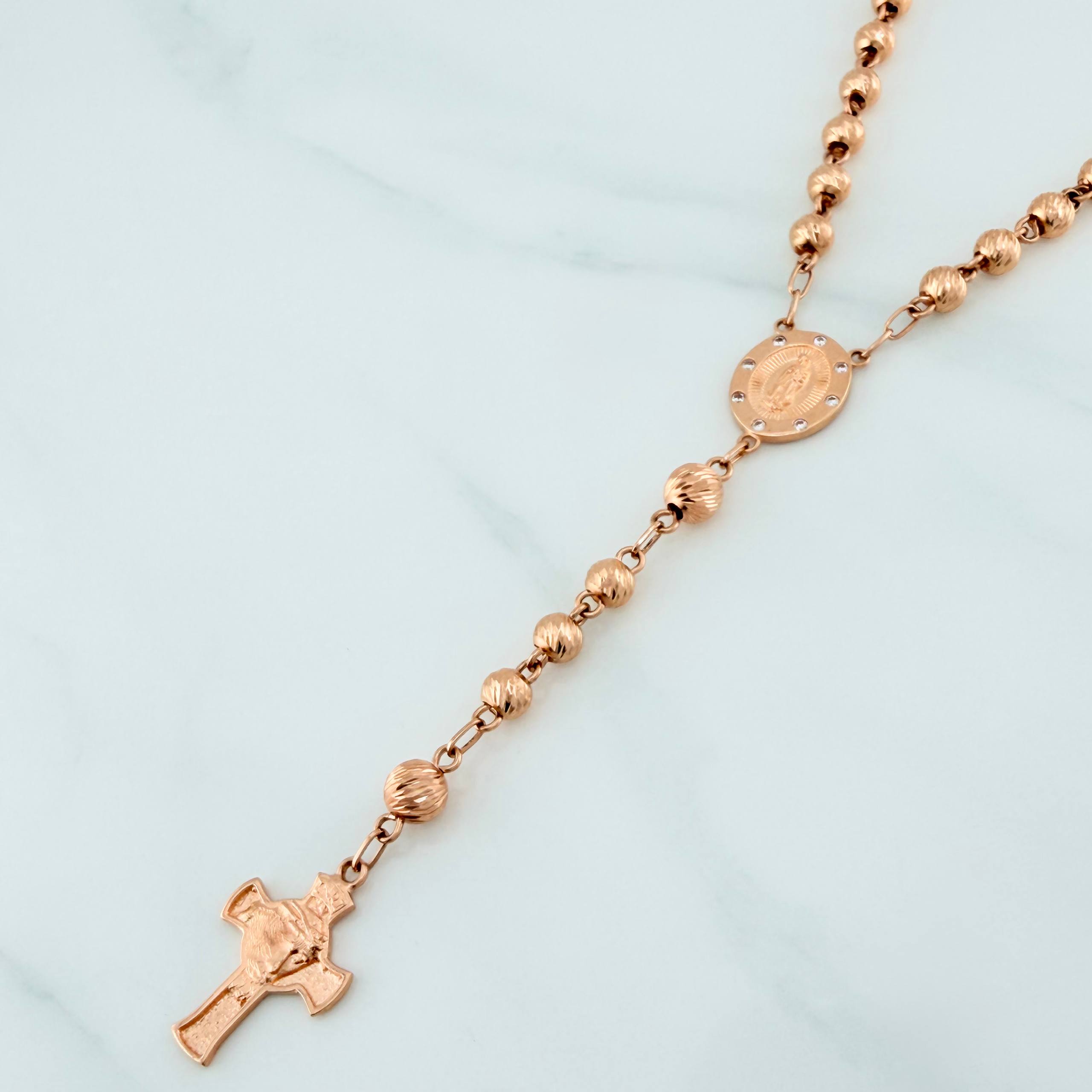 Guadalupe Virgin Rosary 17.35 g / 15 3/4 in / 6mm-5 mm 18K Rose Gold