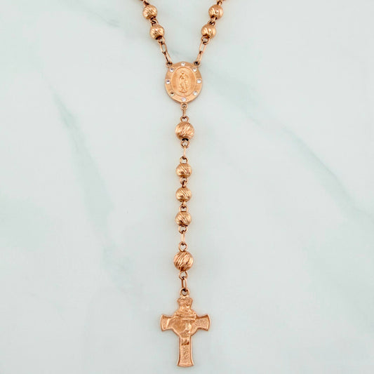 Guadalupe Virgin Rosary 17.35 g / 15 3/4 in / 6mm-5 mm 18K Rose Gold