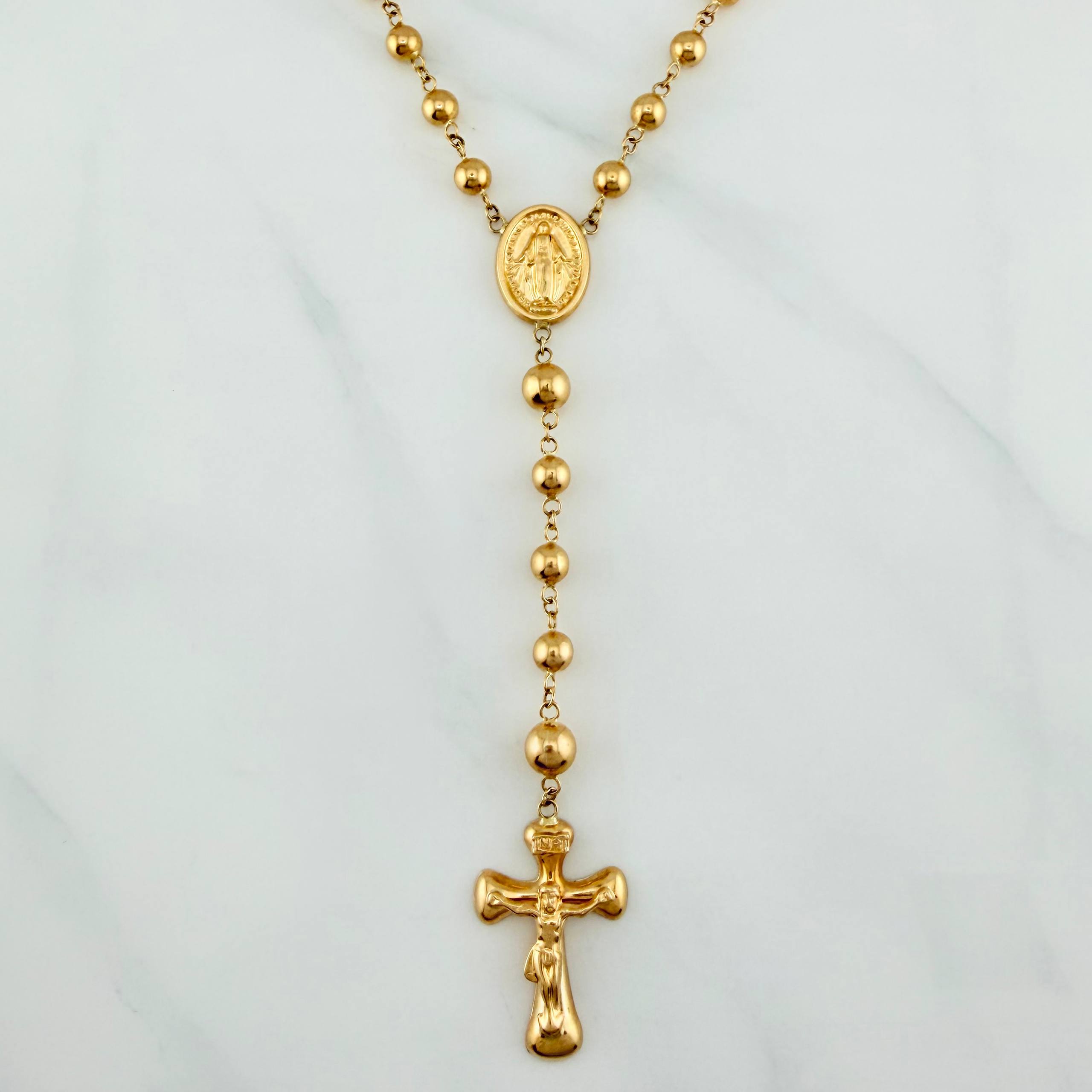 Miraculous Virgin Rosary 13.2 g / 15 3/4 in / 6mm-5 mm 18K Yellow Gold