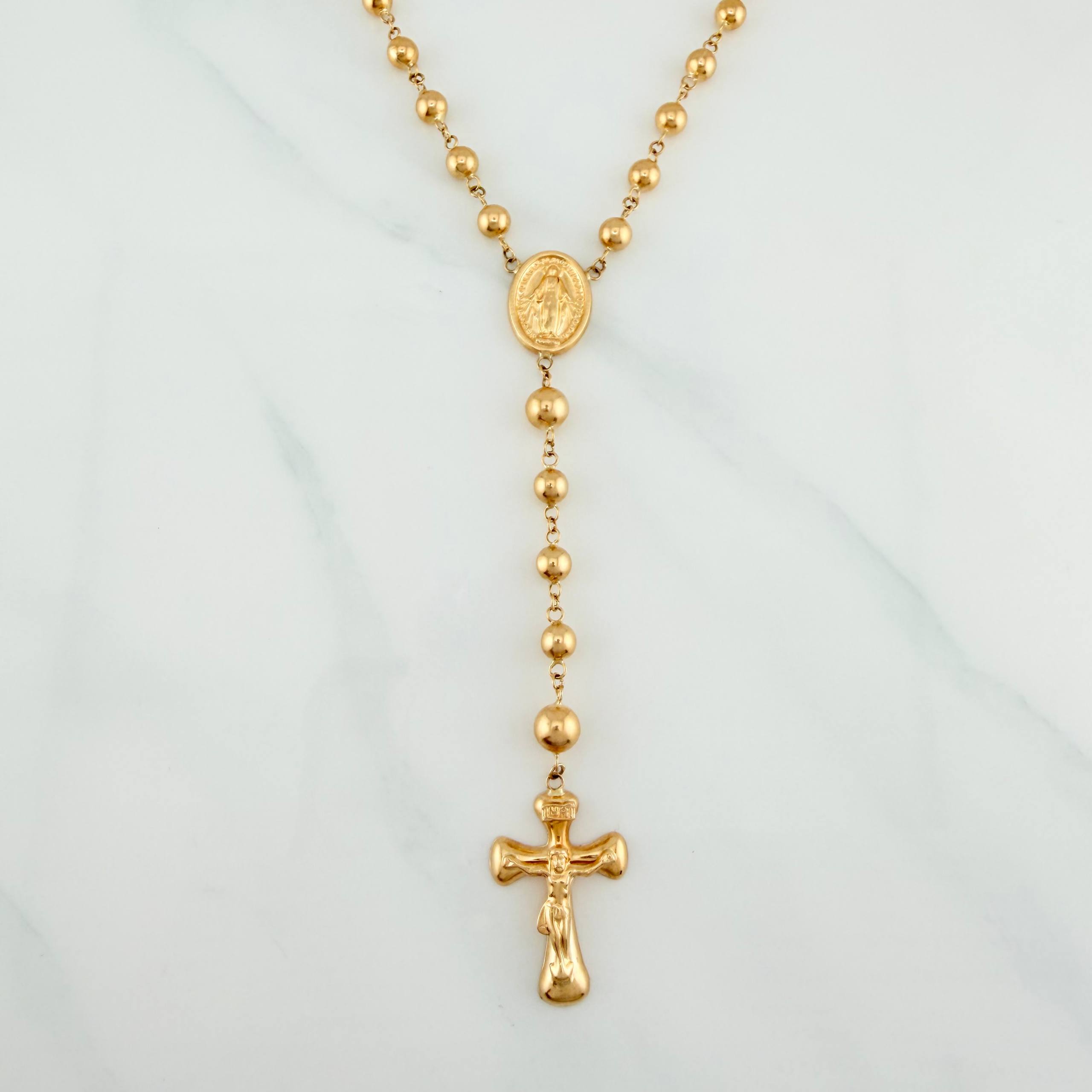 Miraculous Virgin Rosary 13.2 g / 15 3/4 in / 6mm-5 mm 18K Yellow Gold
