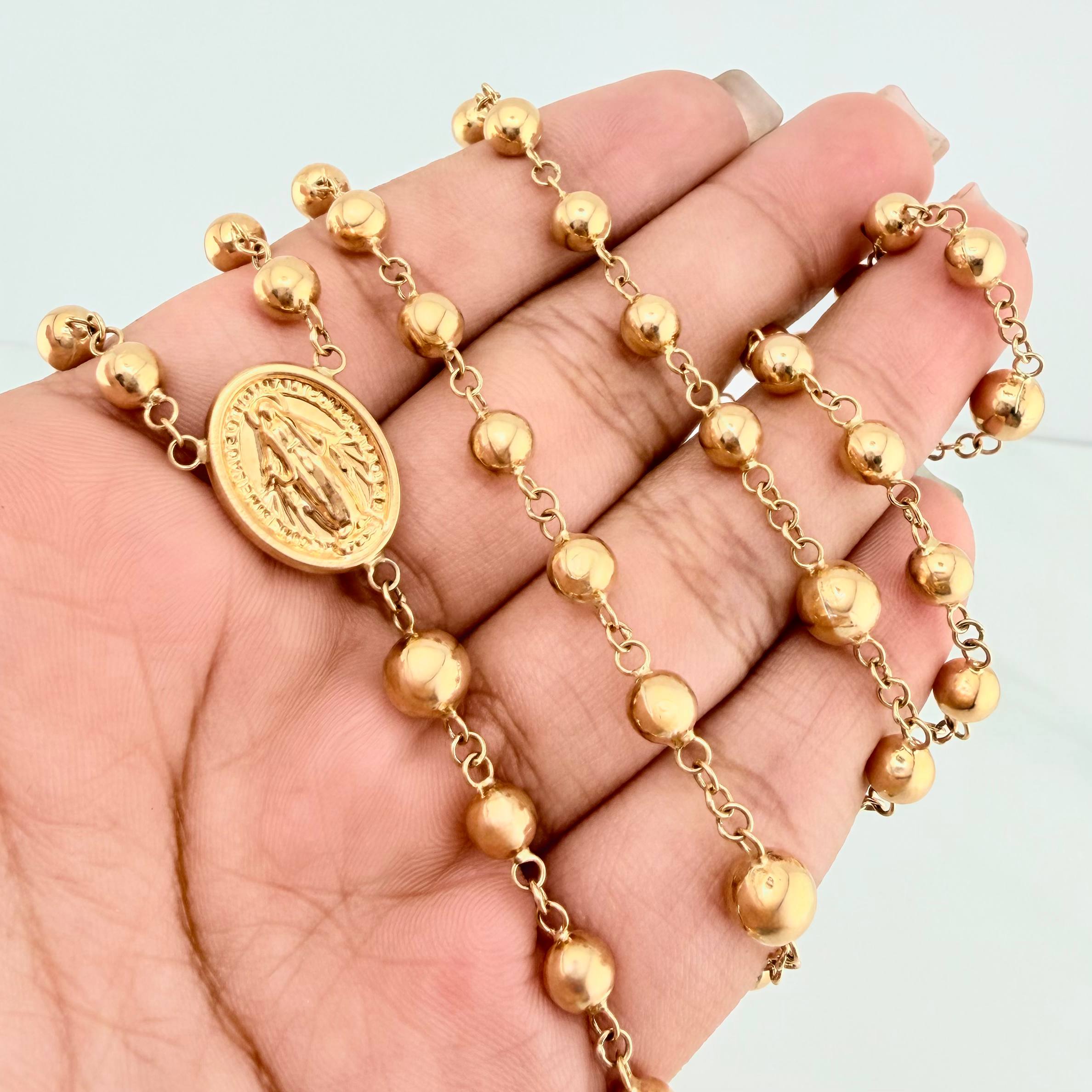 Miraculous Virgin Rosary 13.2 g / 15 3/4 in / 6mm-5 mm 18K Yellow Gold