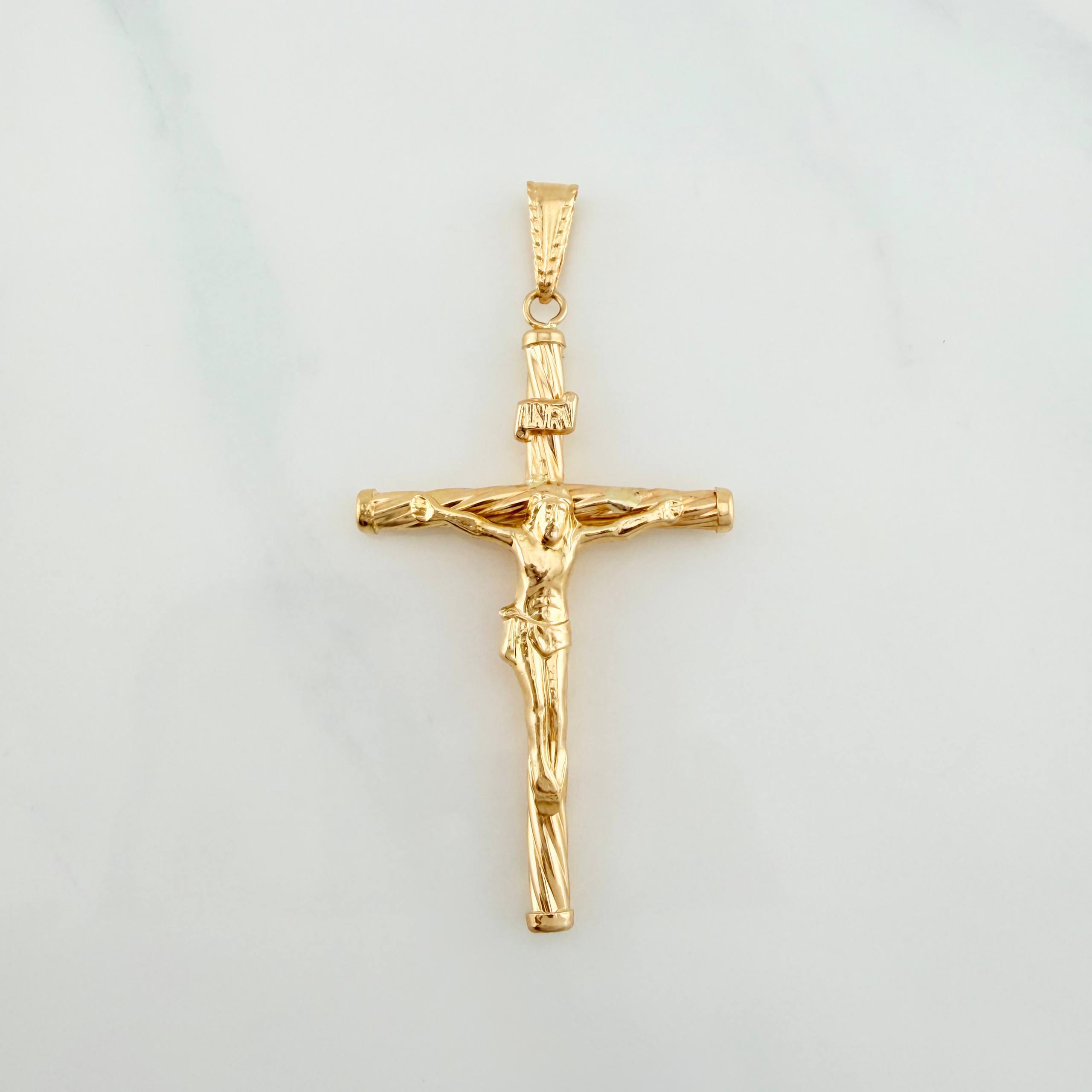 Pendant Cross Christ 1.6 g / 2 in Yellow Gold 18K