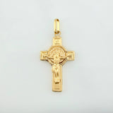 Pendant Cross Christ Saint Benedict 2 g / 1 1/2 in Yellow Gold 18K
