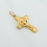 Pendant Cross Christ Saint Benedict 2 g / 1 1/2 in Yellow Gold 18K
