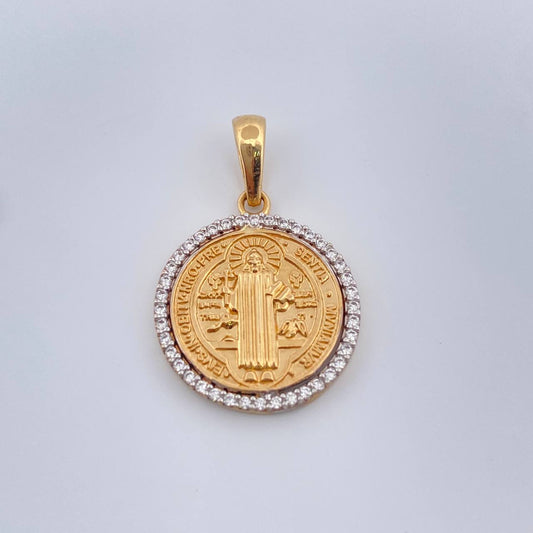 Dije San Benito 2.65gr / 1 in / Dos Oros Amarillo Blanco 18K %