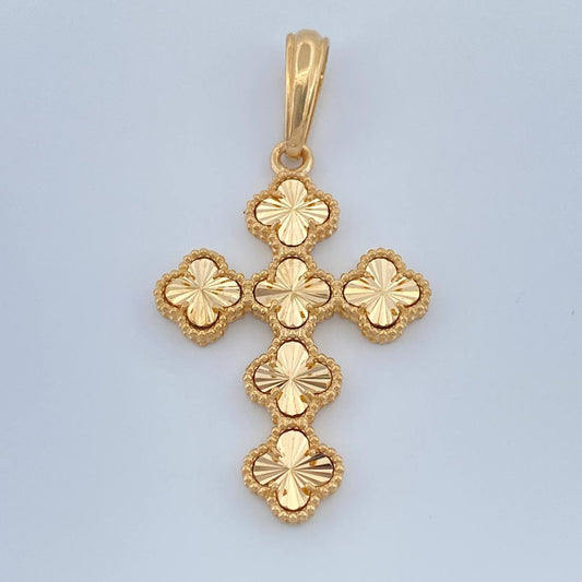 Pendant Cross Clover 4.55gr / 1 3/4 in / Yellow Gold Nac.Esp. 18K +