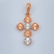 Pendant Cross Clover 2.4gr / 1 1/4 in / Two Golds White Pink Nac.Esp. 18K +