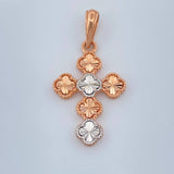 Pendant Cross Clover 2.4gr / 1 1/4 in / Two Golds White Pink Nac.Esp. 18K +