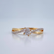 Crossed Solitaire Ring 1.8gr / T7 / Two 18K Yellow White Gold %