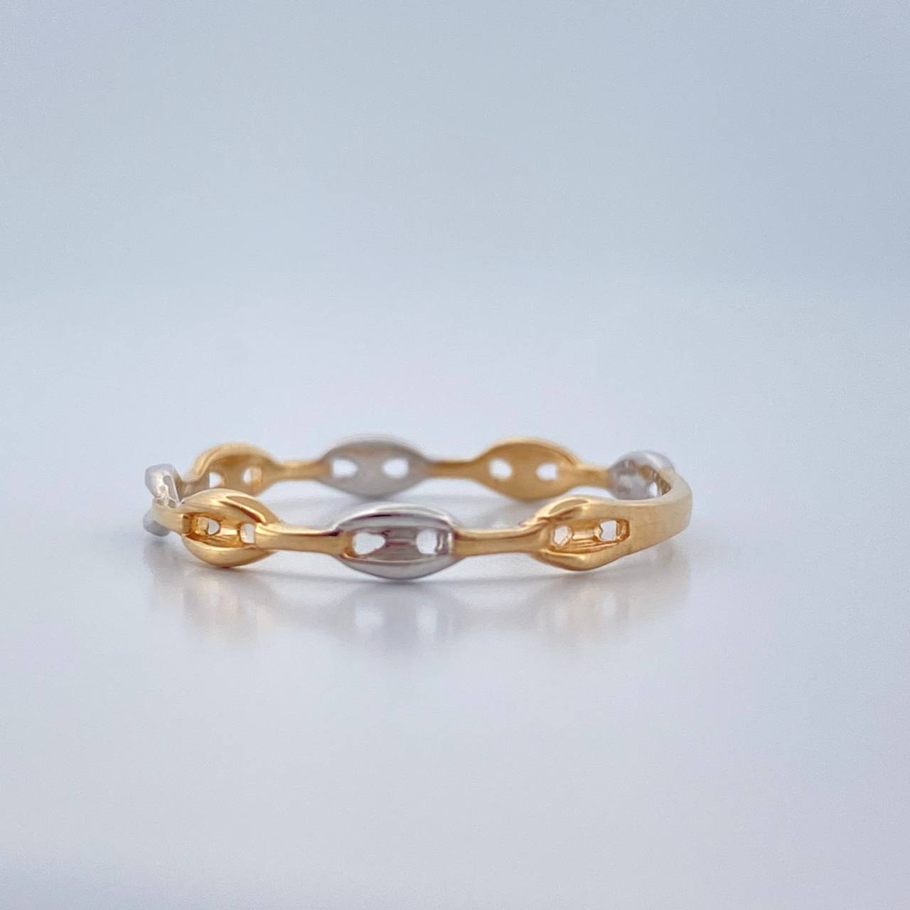 Anillo Gc 1gr / T6 3/4 / Dos Oros Amarillo Blanco 18K %