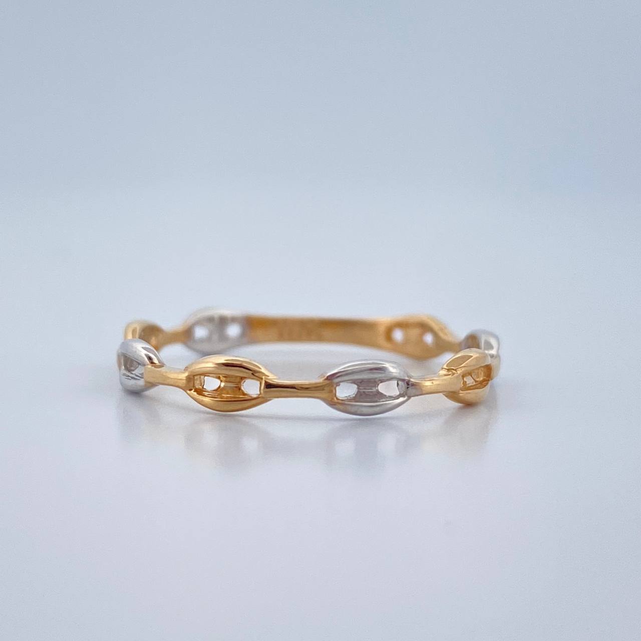 Anillo Gc 1gr / T6 3/4 / Dos Oros Amarillo Blanco 18K %