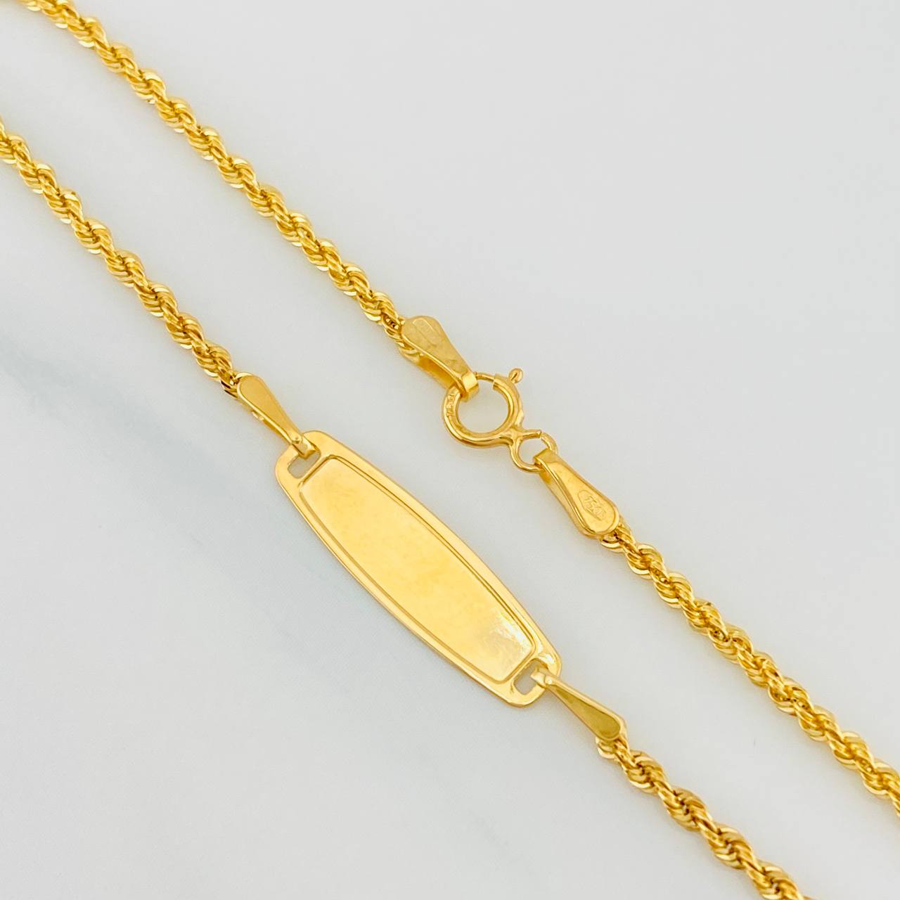 Rope Bracelet Plate 1.1g / 7 in / 1.5mm Yellow Gold 18K
