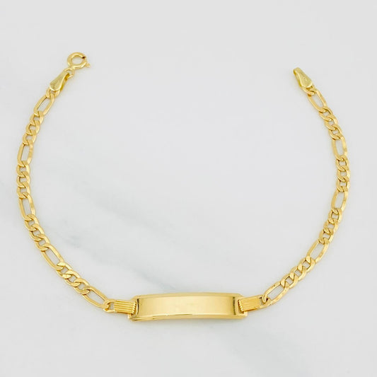 Pulso Figaro Placa 3.05g / 7 1/4 in / 3.3mm Oro Amarillo 18K
