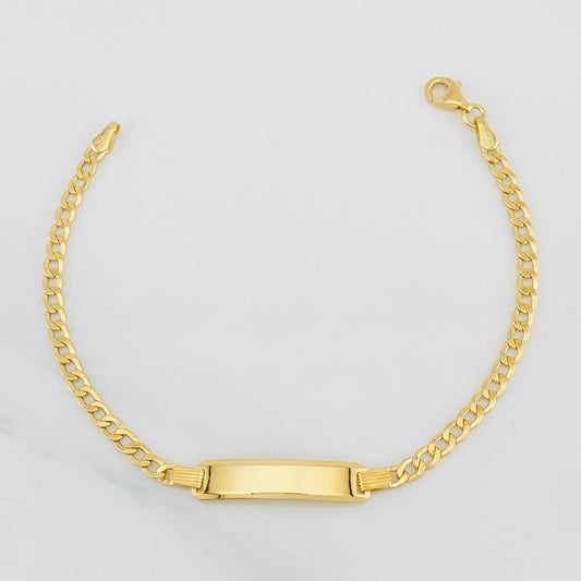 Pulso Cubano Placa 3.7g / 7 in / 3.2mm Oro Amarillo 18K