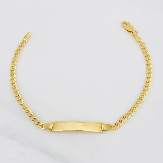 Pulso Cubano Placa Rectangunlar 3.45g / 7 in / 3.1mm Oro Amarillo 18K