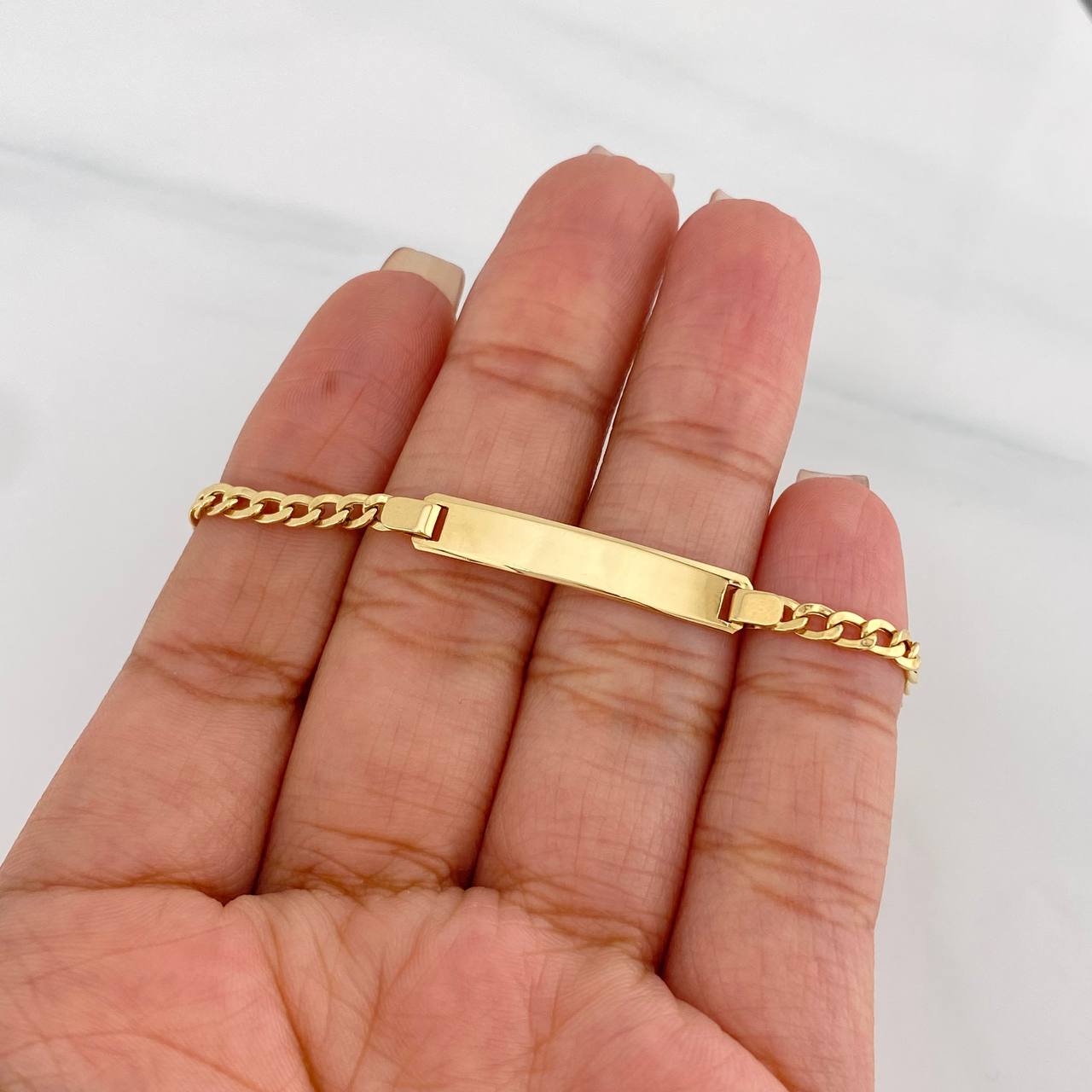 Pulso Cubano Placa 3.4g / 7 in / 3.15mm Oro Amarillo 18K