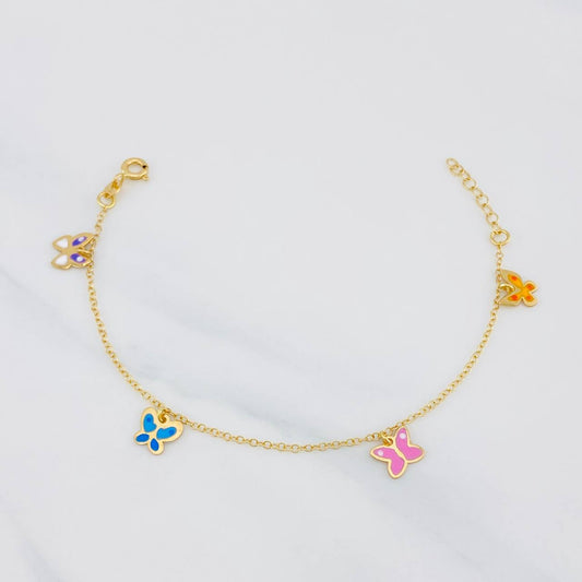 Pulso Bebé Rolo Mariposas 1.45g / 6 in / 1.32mm Oro Amarillo 18K