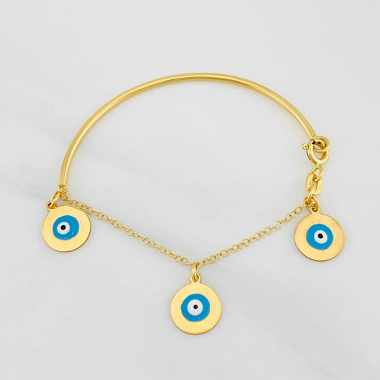 Pulso Bebé Aro Seguido Ojo Turco 2.5g / 4 3/4 in / 1.36mm Oro Amarillo 18K