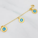 Bracelet Baby Classic Link Turkish Eyes 2.5g / 4 1/4 in / 1.5mm Yellow Gold 18K