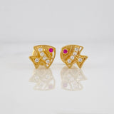 Stud Earrings Fish 0.8g / in / 6.95mm Yellow Gold 18K